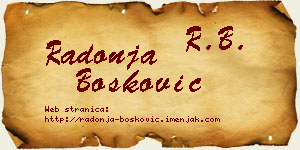 Radonja Bošković vizit kartica